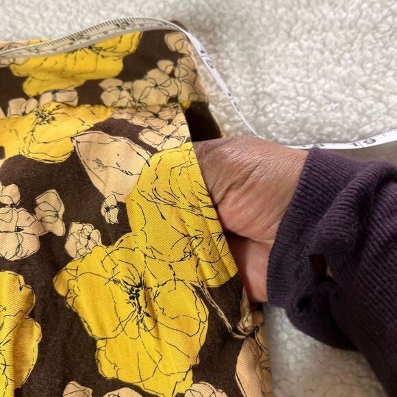 Boden Floral Pencil Skirt Size US 6 UK 10R Yellow Brown Pockets Lined Pleated - Picture 9 of 13